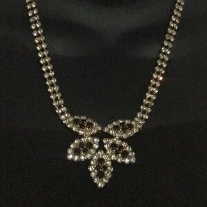 Vintage “Celebrity” Brand Clean & Onyx Colored Pronged Rhinestone Necklace Set.